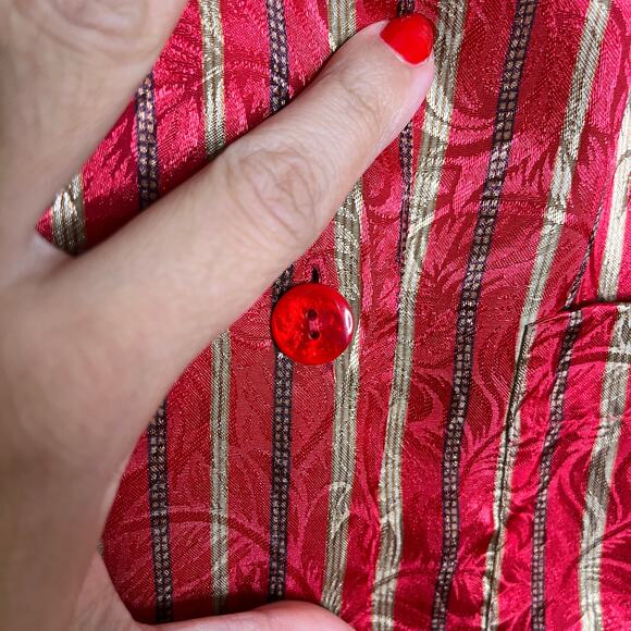 Victoria's Secret Satin Sleep Shirt Dress Long Sleeve Button Down Striped Red S - Picture 3 of 8